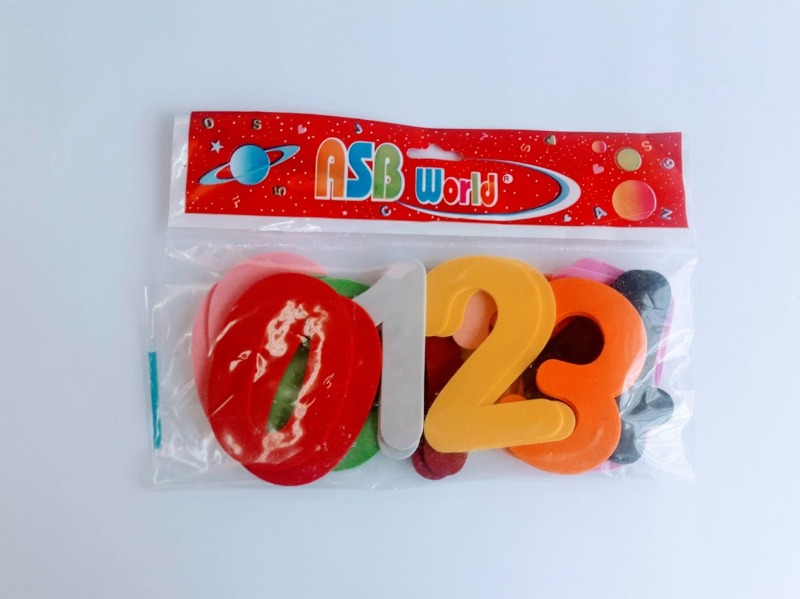 GOMA EVA NUMEROS LISOS 8cm.x20u.