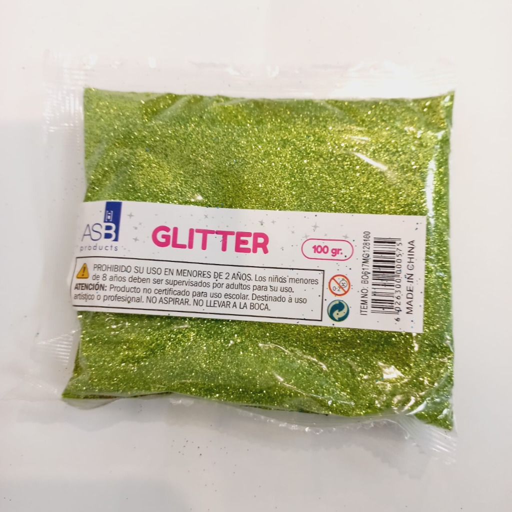 GLITTER METALIZADO x100grs.VERDE MANZANA