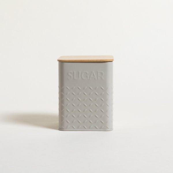 LATA CUAD.TAPA BAMBOO GREY. P/AZUCAR 11 x14cm.