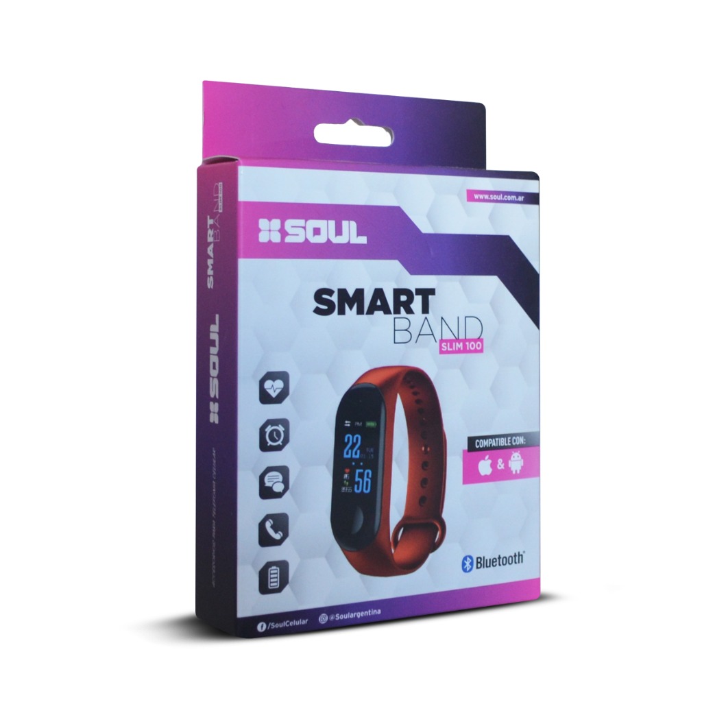 RELOJ SMART BAND SLIM 100 ROJO BLUETOO SOUL