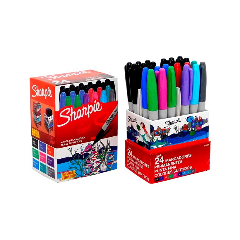 MARC. FINO PERM. EXIBIDOR  X 24 SURT. SHARPIE 