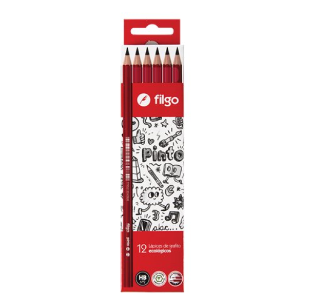 LAPIZ NEGRO HB N°2  CUERPO ROJO FILGO
