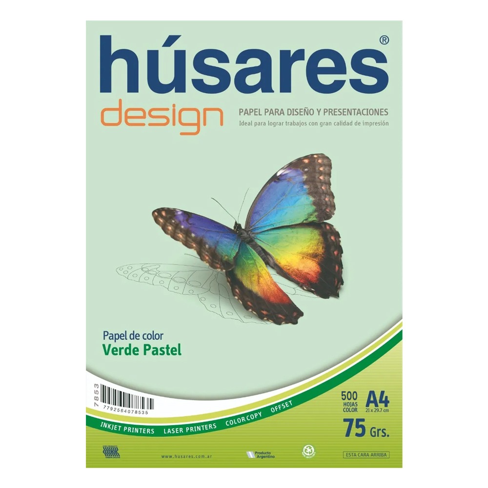 RESMA A4 75grs.x500hjs. COLOR VERDE PASTEL HUS.