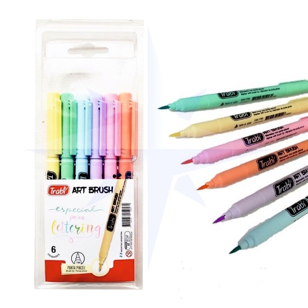 MARCADORES PINCEL PASTEL x6col. TRABI