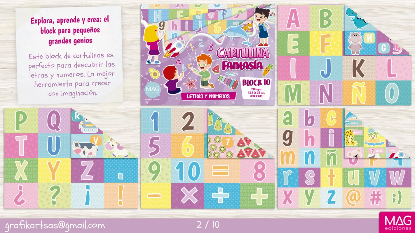 BLOCK 32.5x25cm.DISEÑO LETRAS/NUM.x20hjs.