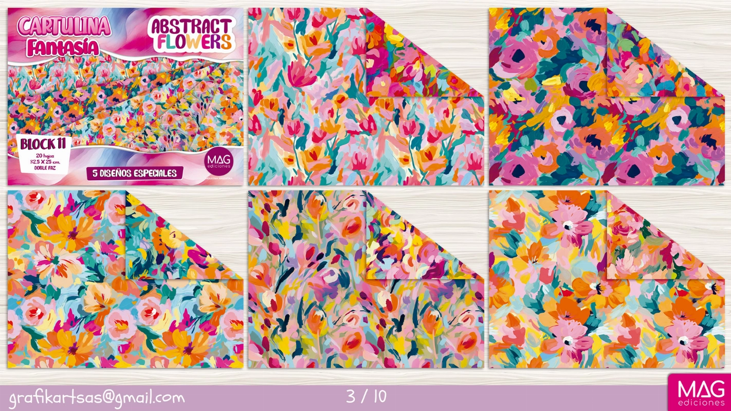 BLOCK 32.5x25cm.DISEÑO FLOWERS x20hjs.