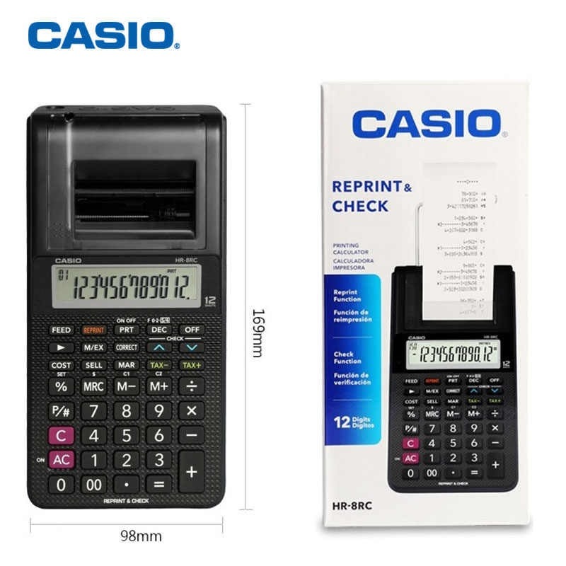 CALC C/PAPEL 12dig. CHICA HR-8 RC negra CASIO