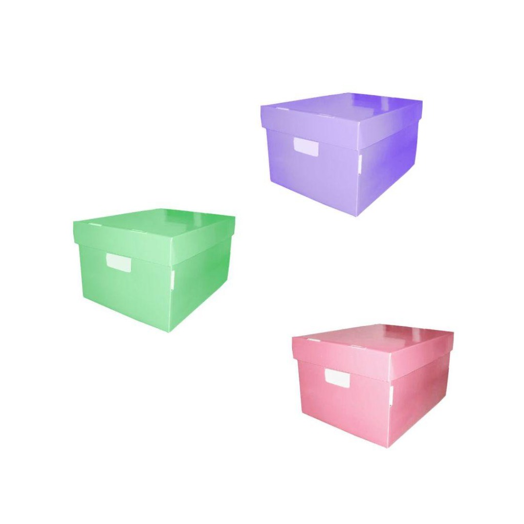 CAJA MEDIANA ROSA PASTEL 39x29x14cm  INK DROP