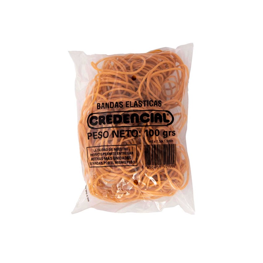 BANDAS ELASTICAS FINAS x100grs. BOLSA CREDENCIAL.