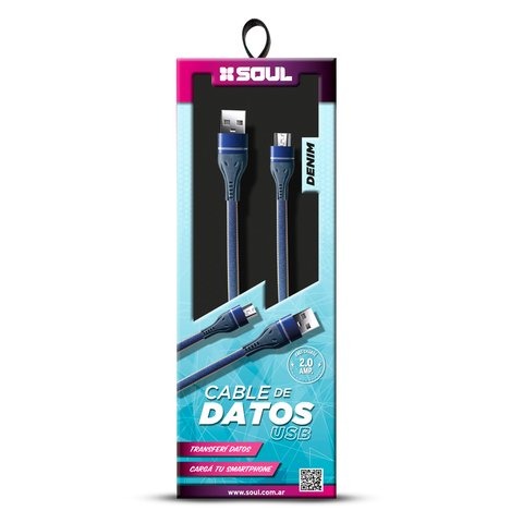 CABLE DE DATOS DENIM 1.2m  iron flex USB F/C. SOUL