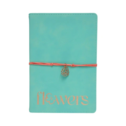 LIBRETA A5 C/ELAST.T/CUERINA AQUA FLOWERS