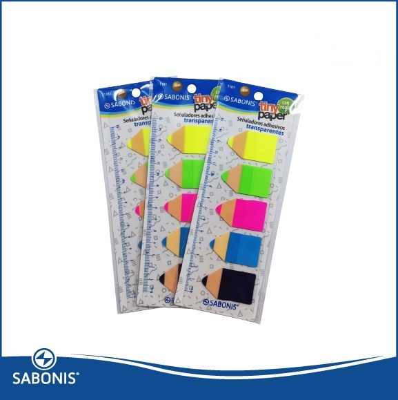 SEÑALADOR LAP. X 5 COL FLUO+ REGL.100u SABONIS