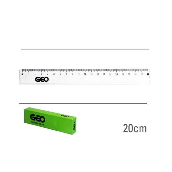 REGLA CRISTAL 20cm.ESCOLAR GEO