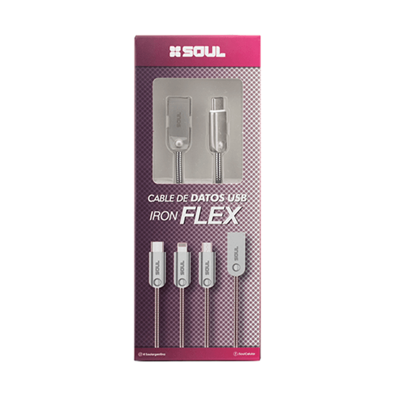 CABLE DE DATOS DENIM 1.2m  iron flex USB F/C. SOUL