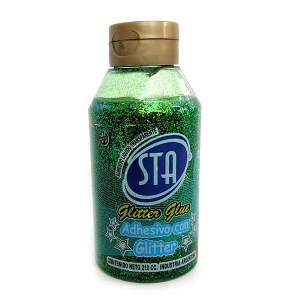 ADHESIVO 210cc.GLITTER VERDE STA