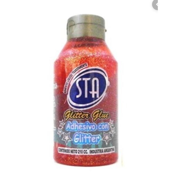 ADHESIVO 210cc.GLITTER ROJO STA