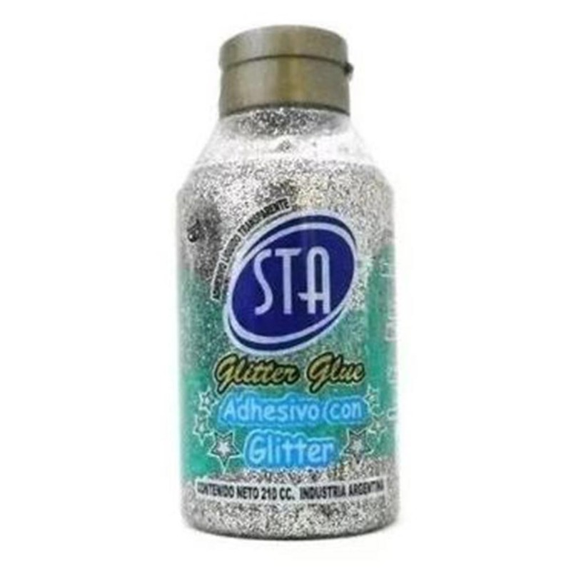 ADHESIVO 210cc.GLITTER PLATEADO STA