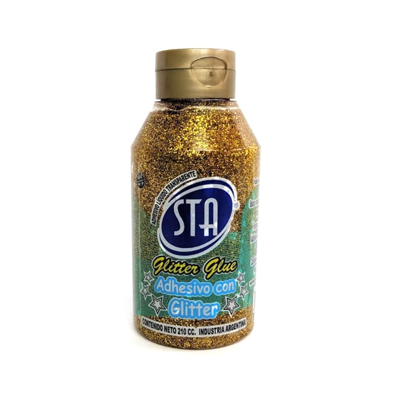 ADHESIVO 210cc.GLITTER DORADO STA