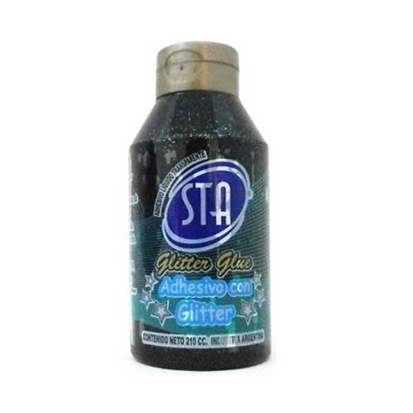 ADHESIVO 210cc.GLITTER NEGRO STA