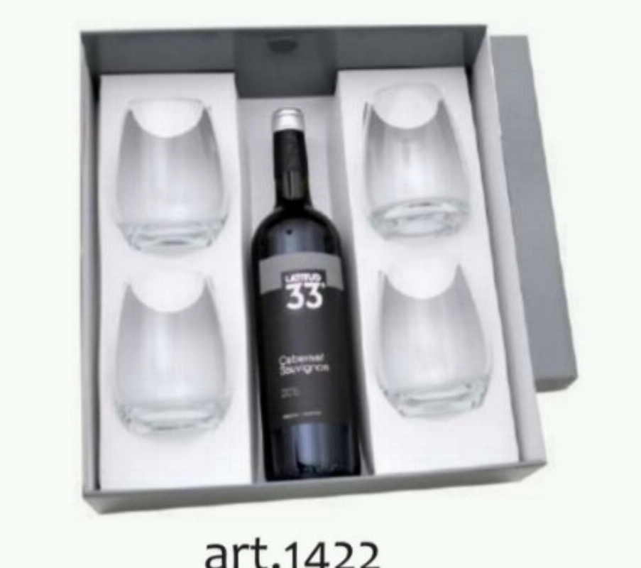 SET REG.4 VASOS BOMBE TRANSP.+VINO
