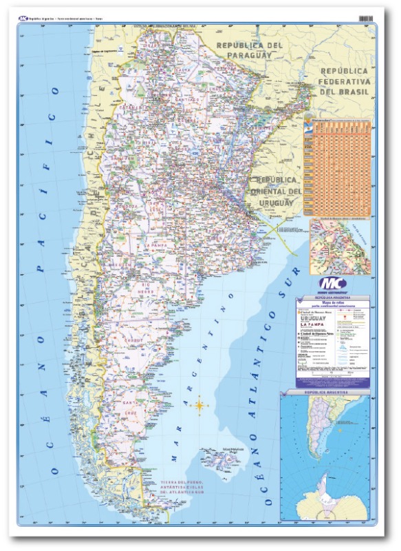 MAPA MURAL  95x130 s/faz ARGENTINA RUTERO