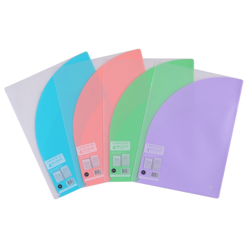 CARPETA A4  C/4 BOLS. PASTEL FW