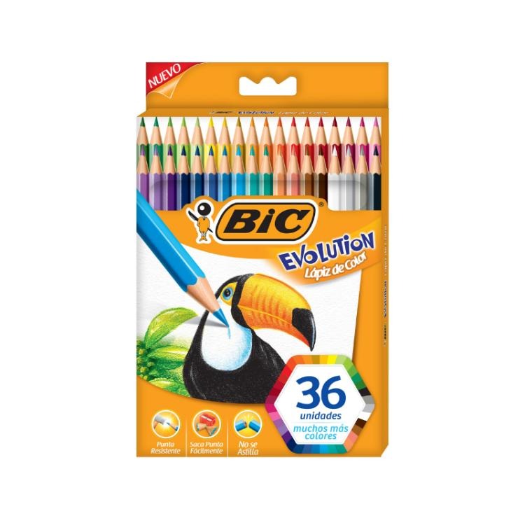 LAP.COLORESx36u.LARGOS EVOLUTION BIC