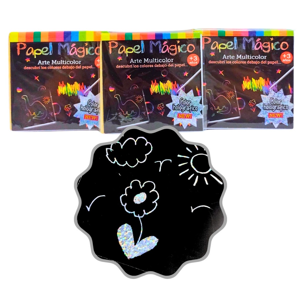 PAPEL MAGICO 8.x8.cm x25hjs.HOLOGRAF.C/LAPIZ