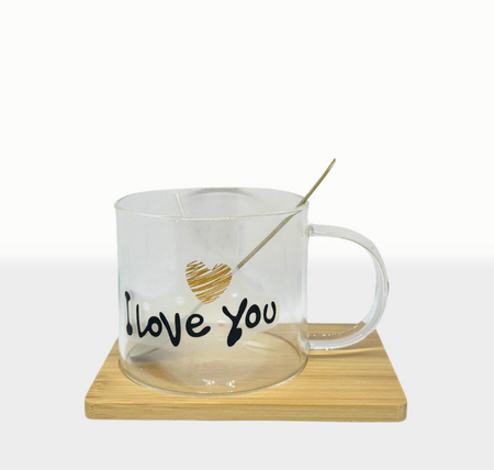 TAZA DE VIDRIO C/PLATO y CUCHARITA SIMPLE