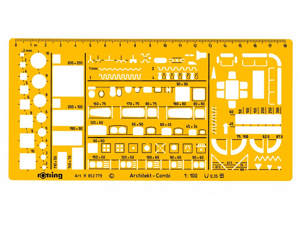 PLANTILLA P/PLANOS 1:100 ROTRING 