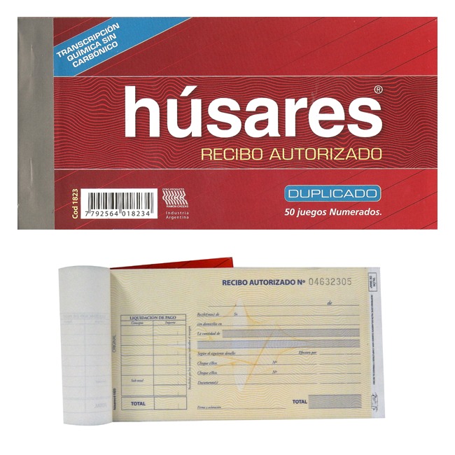 RECIBO AUTORIZADO  823 HUSARES