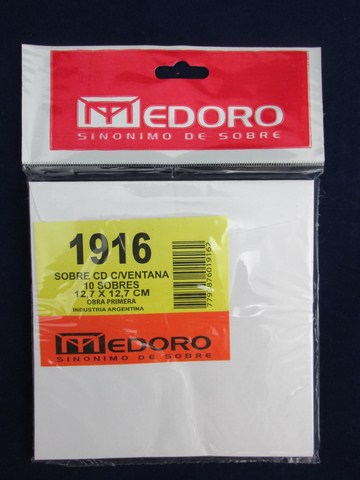 SOBRES P/CD C/VENTANA x10u.MEDORO