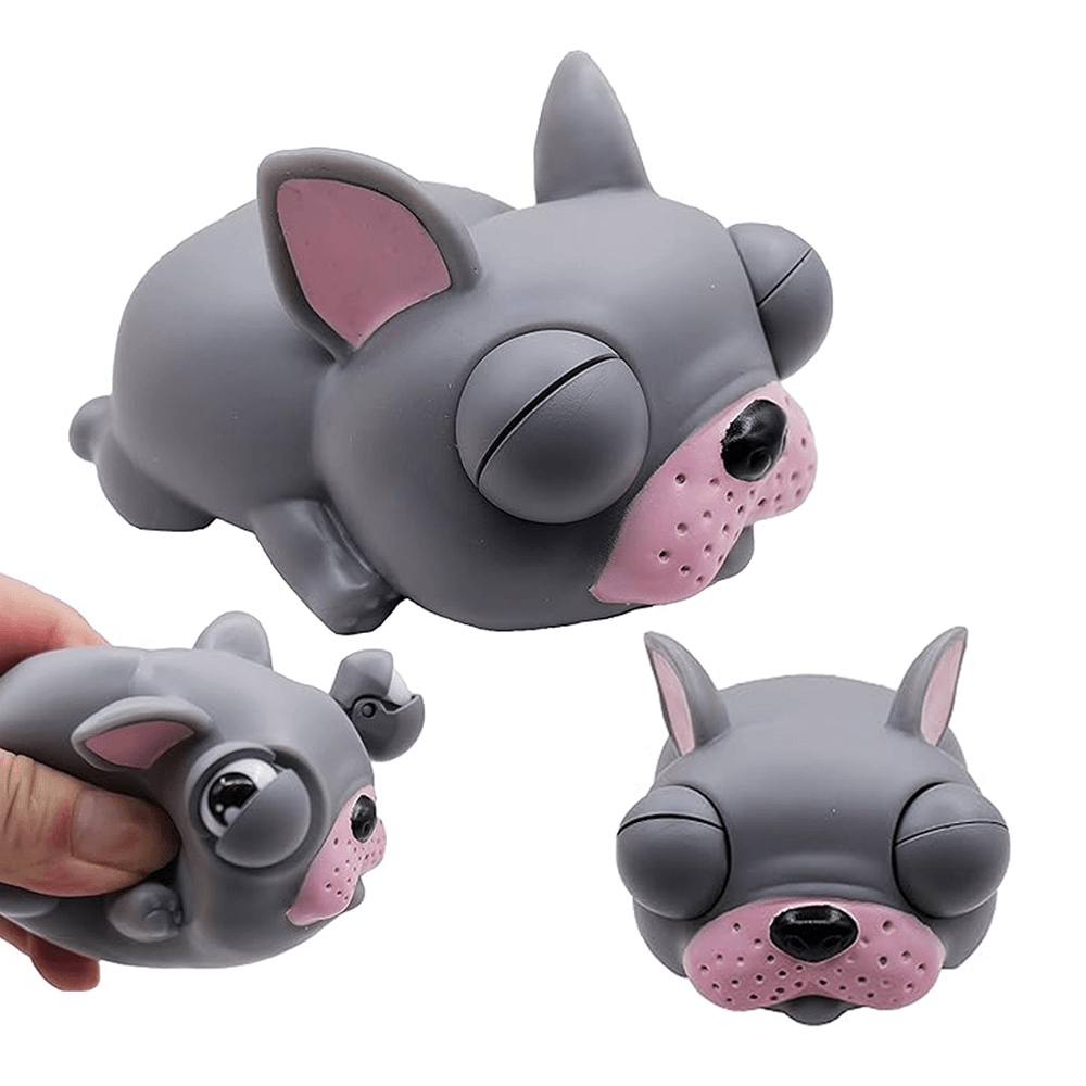 ANIMALES DE OJOS SALTONES. PERRO GRIS.