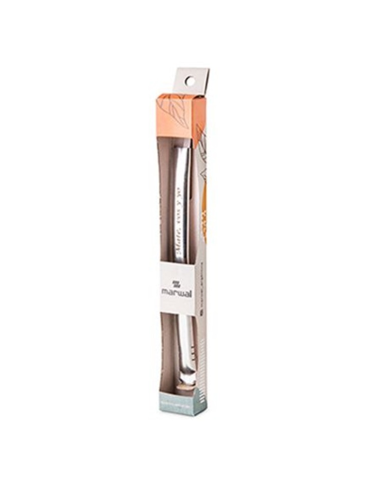 BOMBILLA AC.INOX. PALETA LARGA CHATA C/FRASE
