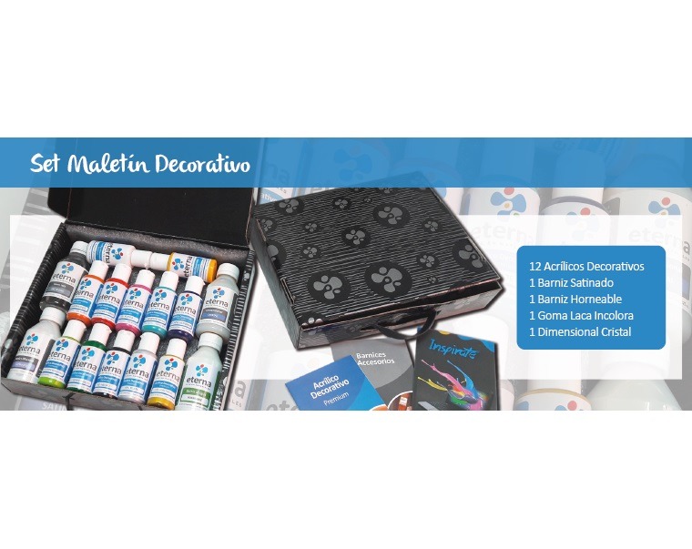 SET MALETIN DECORATIVO C/ACRILICO+ACC.