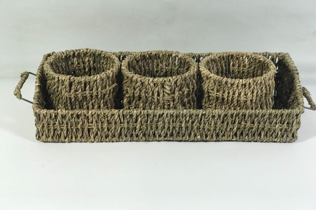 BANDEJA SEAGRASS C/3 CONTENED. 38x15cm.