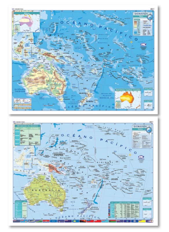 MAPA MURAL 95x130 d/faz OCEANIA fco/pol.