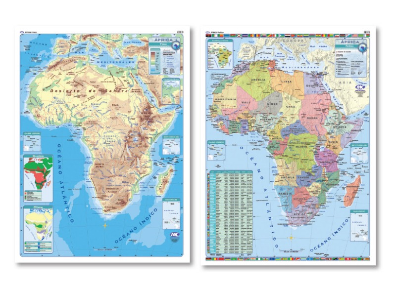MAPA MURAL 95x130 d/faz AFRICA fco/pol.