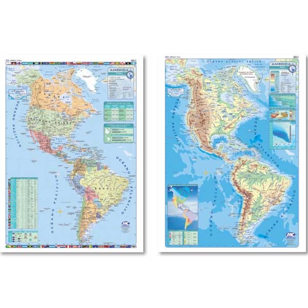 MAPA MURAL 95x130 d/faz AMERICA fco/pol.