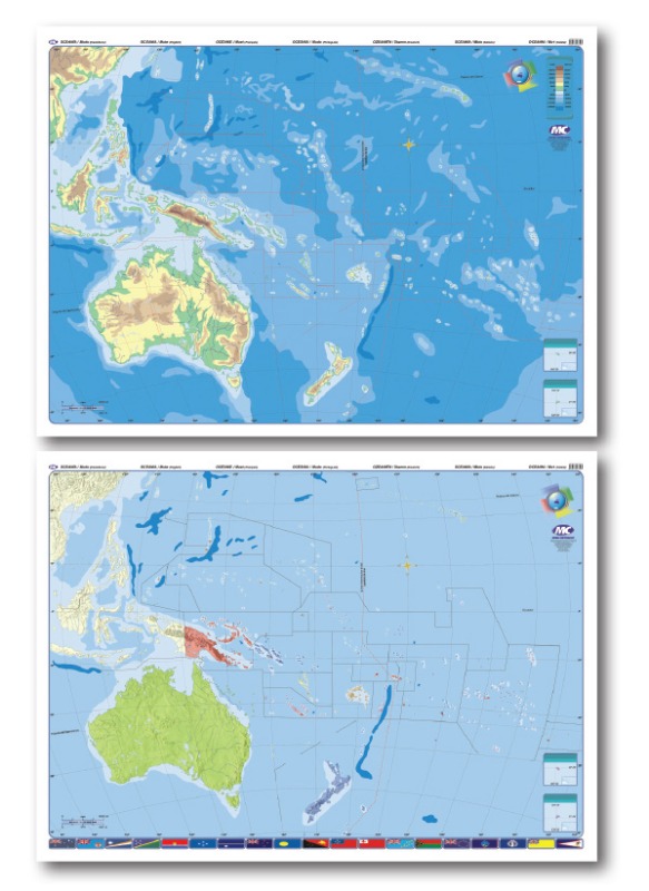 MAPA MURAL 95x130 d/faz OCEANIA pizarra
