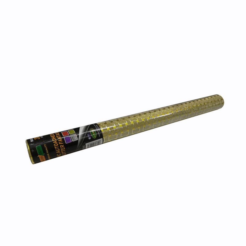 PVC AUTOADH.45cm.x3m.GLITTER ORO RECT.