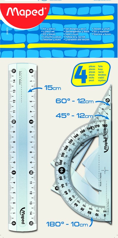 MAPED*KIT GEOMETRIA 4PZAS 15CM.