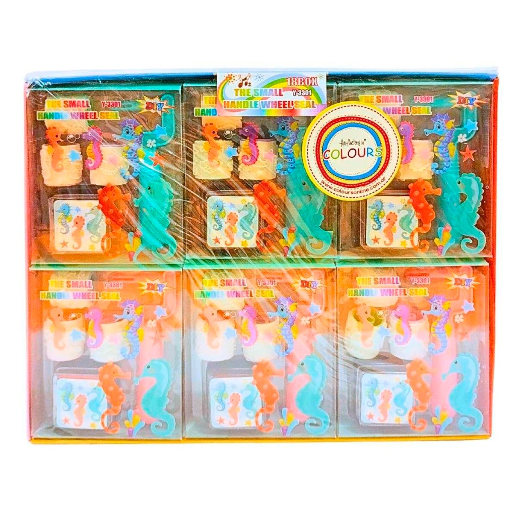 SET SELLO RODILLO ESPACIAL/HIPOCAMPO/CAPY/DINO
