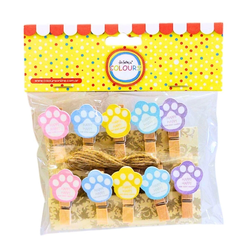 BROCHE MADERA PATITAS PASTEL x10u.