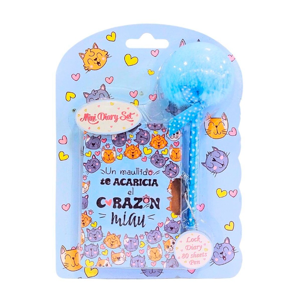 DIARIO INTIMO 8x11 C/CAND.+BOLIG.POMPON MIAU