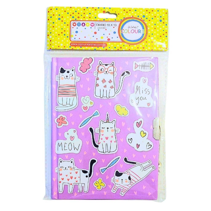 DIARIO INTIMO 18x13  C/CANDADO GATOS