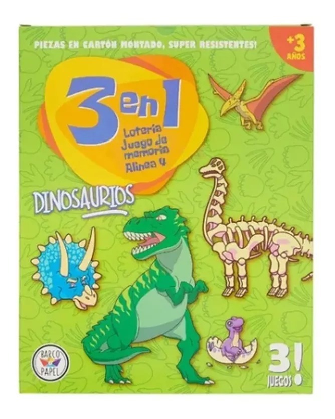 JUEGO 3en1 LOTERIA MEMOTEST DINO