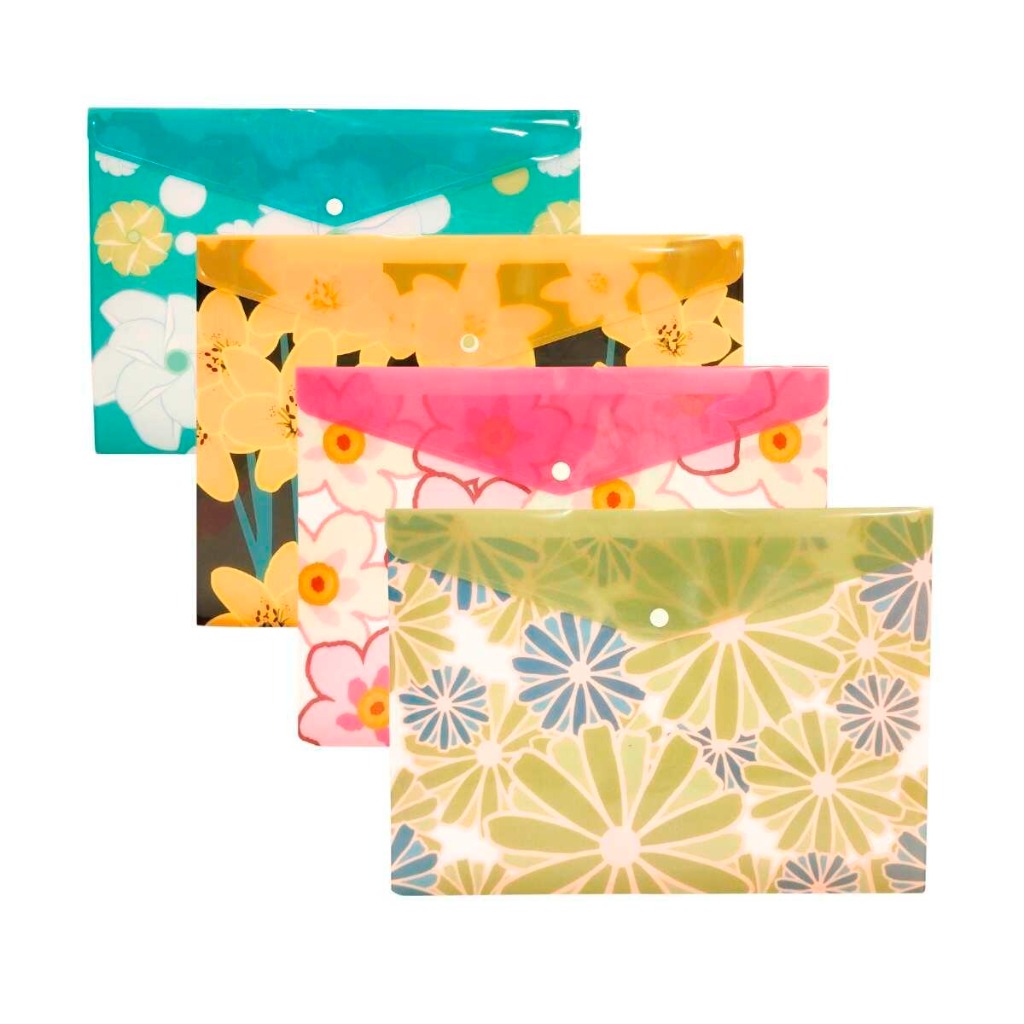 SOBRE PVC A4  C/BROCHE HORIZ.FLORES