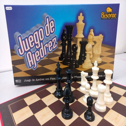 JGO AJEDREZ TABLERO 34x34cm.Pzas. PLAST. BISONTE
