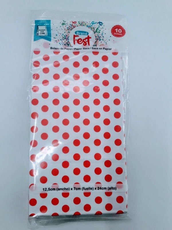 SOBRE REGALO 12.5x07x24cm.x10u.LUNAR ROJO FONDO BCO.